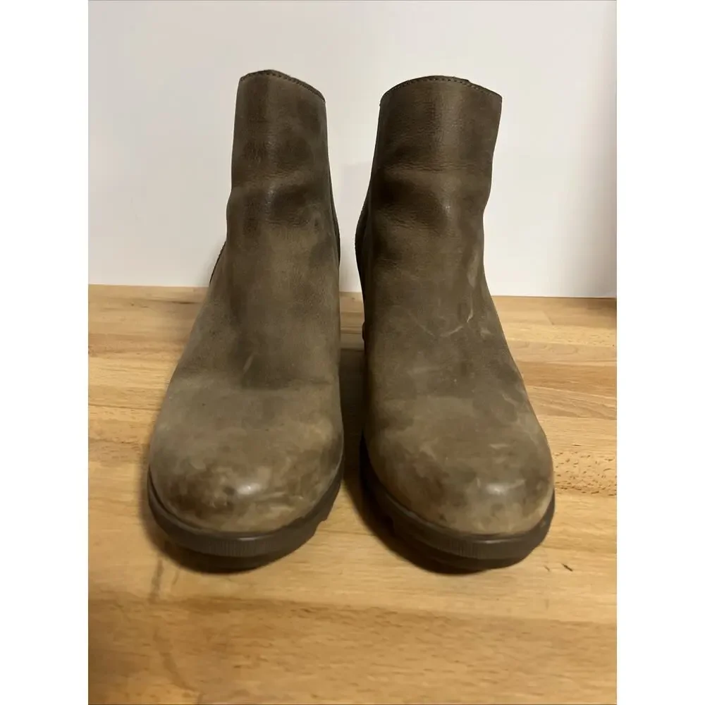 Sorel Boots Womens 9 Joan of Arctic II Wedge Brown Leather Booties - Picture 2 of 9